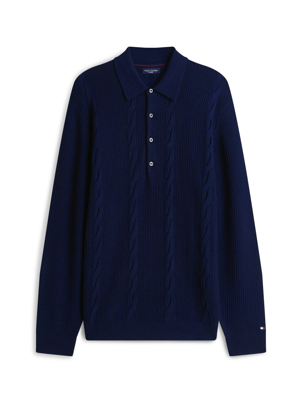 Tommy Hilfiger NY Wool Cable Long-Sleeve Polo - Navy MW0MW45205_DW5_main_ay