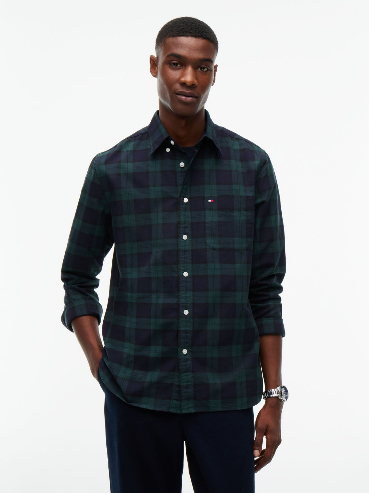Tommy Hilfiger Oxford Heritage Plaid Shirt - Black MW0MW45312_0MD_alternate1_ay
