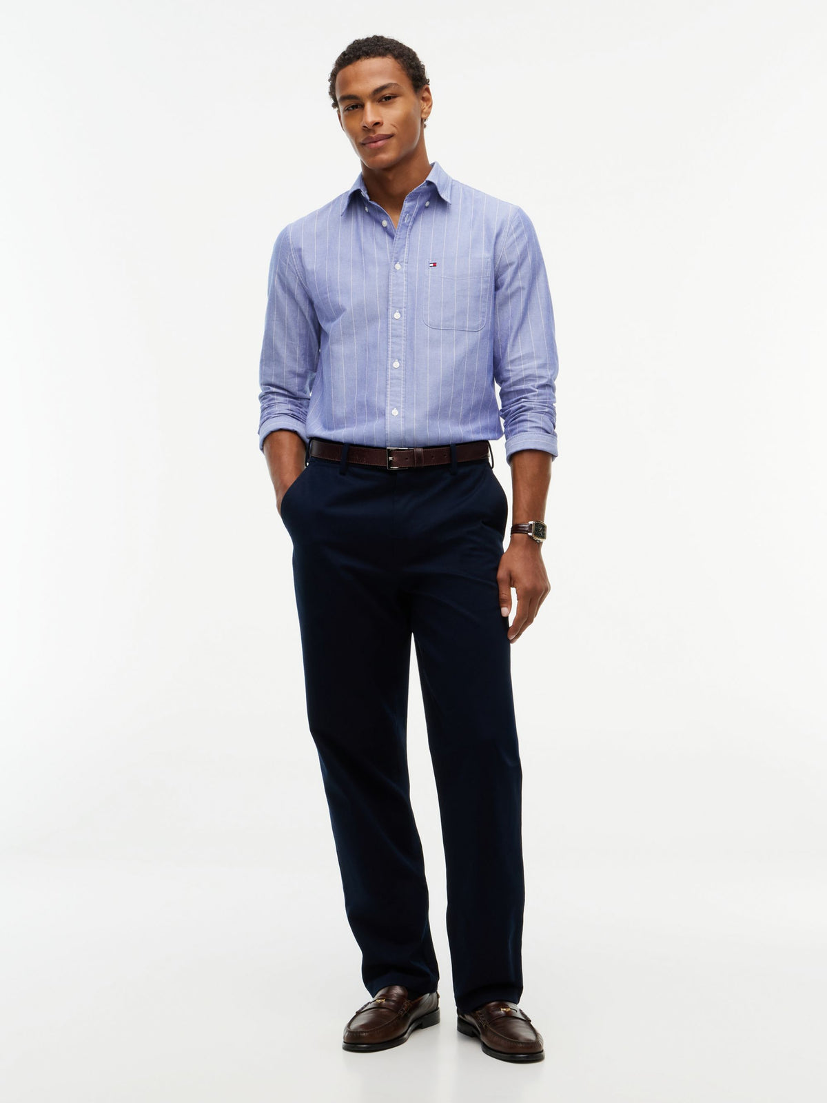 Tommy Hilfiger Heritage Oxford Pinstripe Shirt - Navy Voyage MW0MW45318_0A5_alternate2_ay