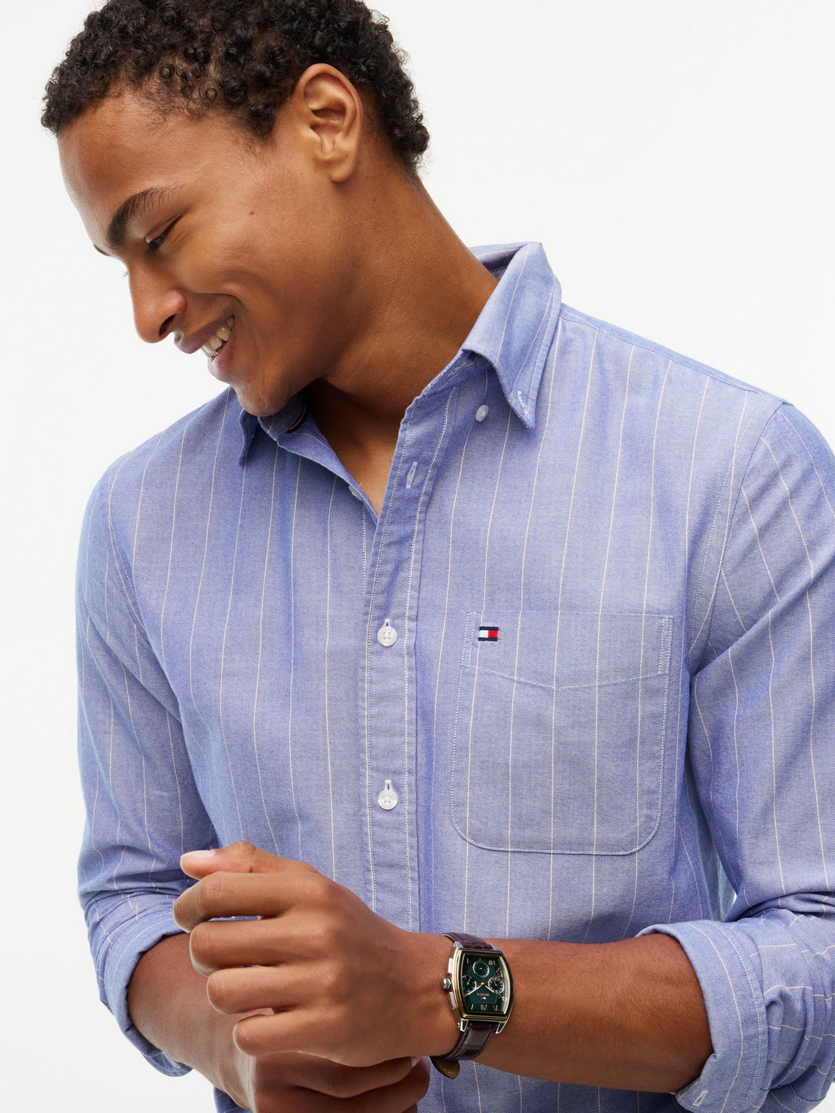 Tommy Hilfiger Heritage Oxford Pinstripe Shirt - Navy Voyage MW0MW45318_0A5_alternate3_ay