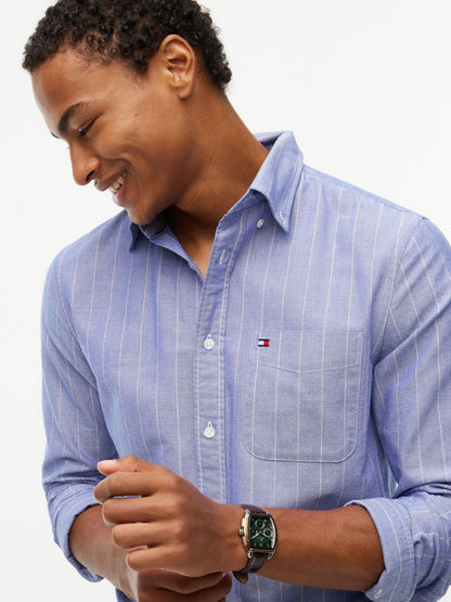 Tommy Hilfiger Heritage Oxford Pinstripe Shirt - Navy Voyage MW0MW45318_0A5_alternate3_ay