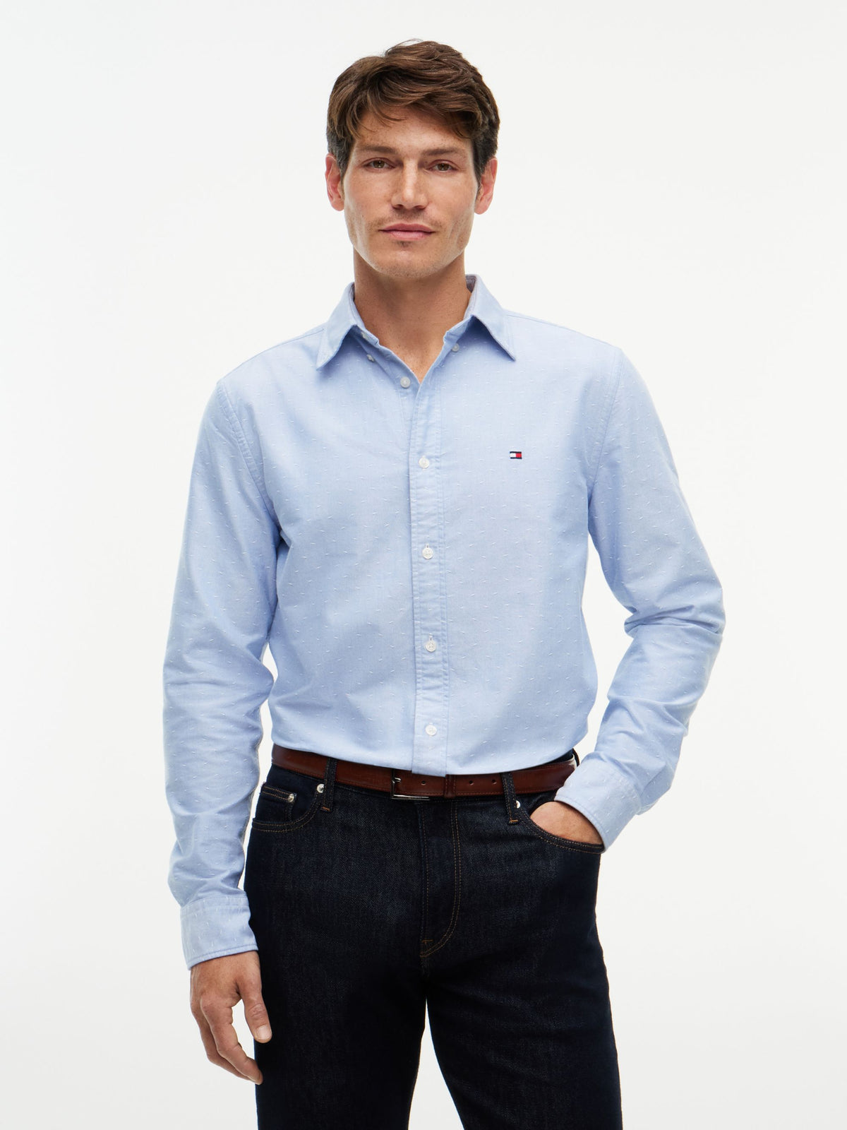 Tommy Hilfiger Oxford Dobby Regular Fit Shirt - Shirt Blue MW0MW45320_0GY_alternate1_ay