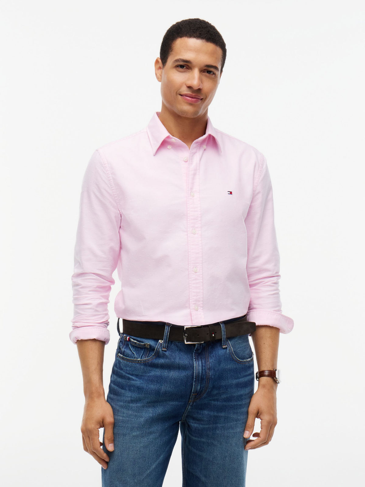 Tommy Hilfiger Oxford Dobby Regular Fit Shirt - Rose Petal MW0MW45320_0JV_alternate1_ay