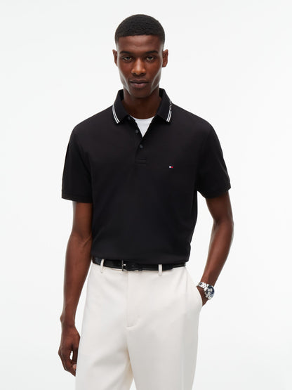 Tommy Hilfiger Liquid Cotton Collar Logo Polo - Black MW0MW45370_BDS_alternate1_ay