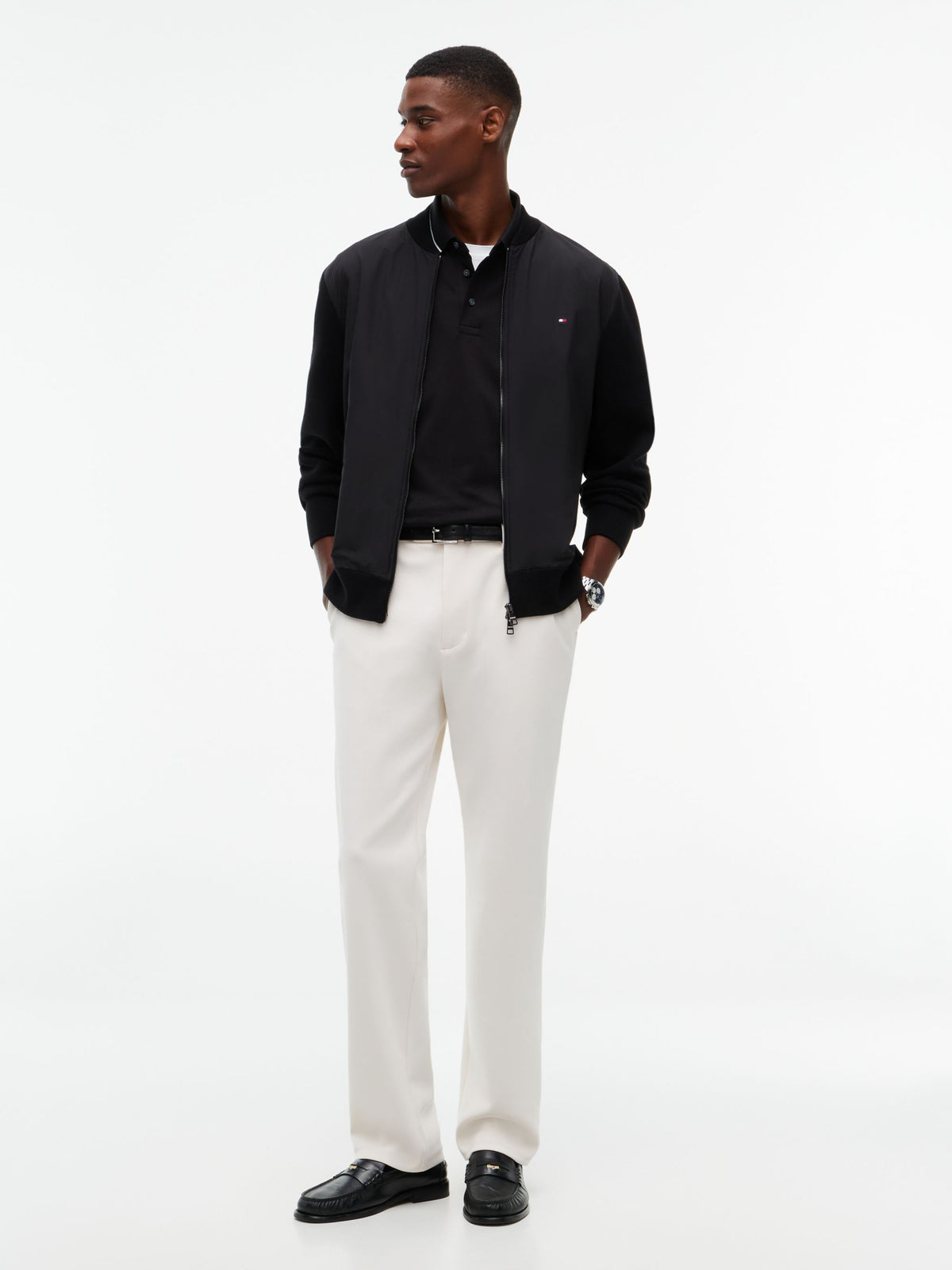 Tommy Hilfiger Liquid Cotton Collar Logo Polo - Black MW0MW45370_BDS_alternate2_ay