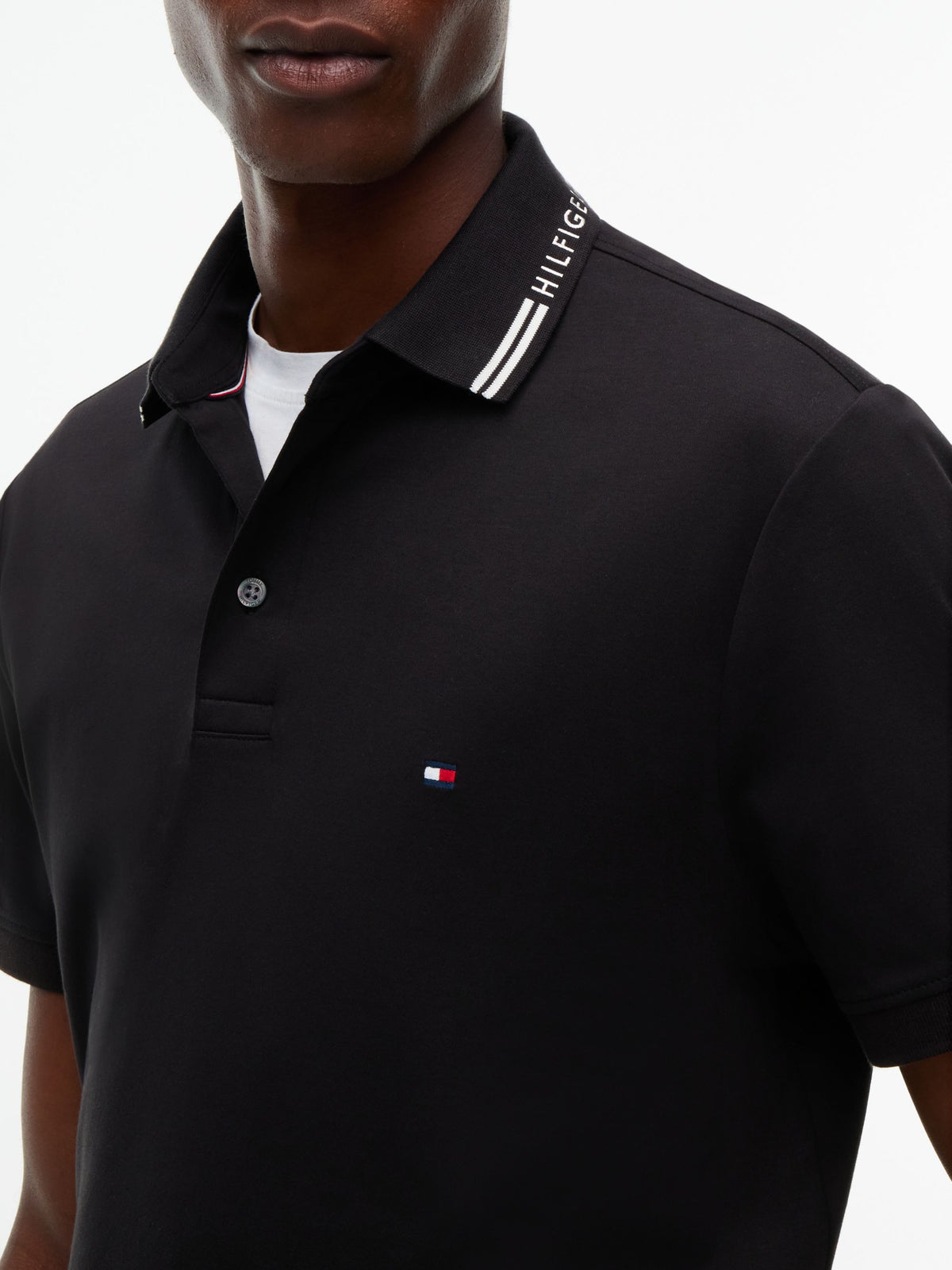 Tommy Hilfiger Liquid Cotton Collar Logo Polo - Black MW0MW45370_BDS_alternate3_ay