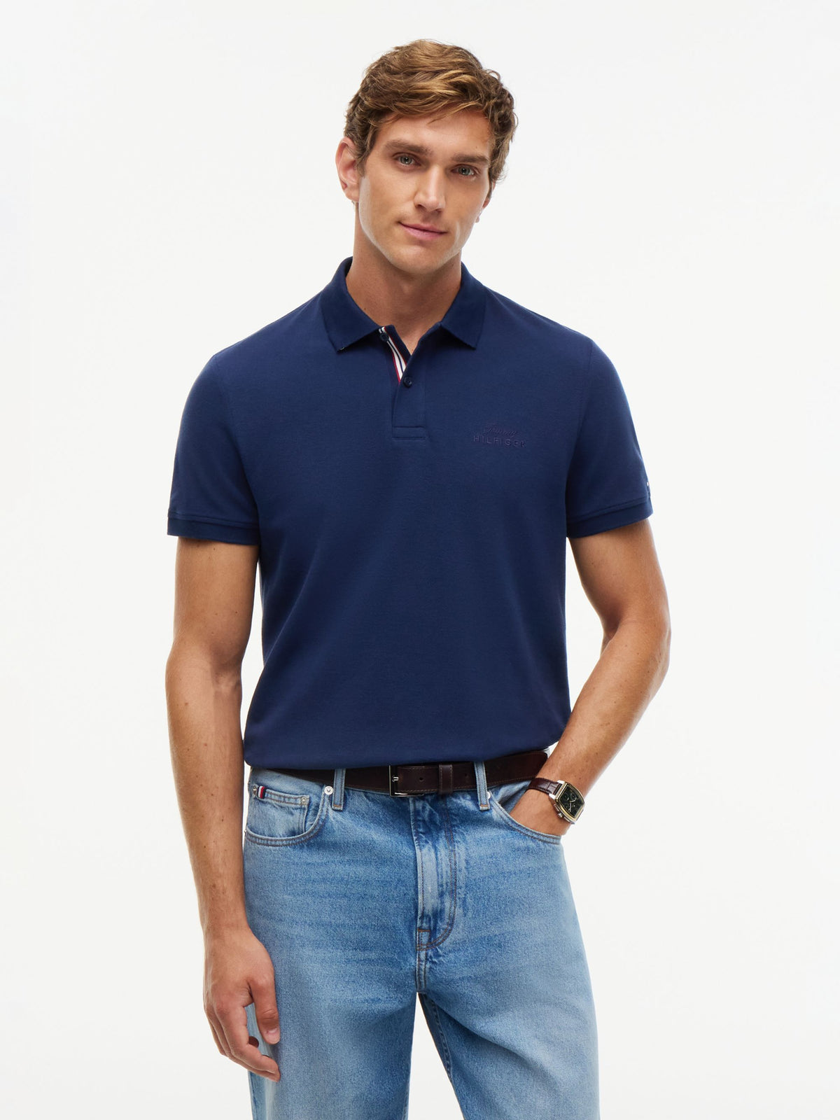 Tommy Hilfiger Graphic Pique Polo - Carbon Navy MW0MW45427_DCC_alternate1_ay