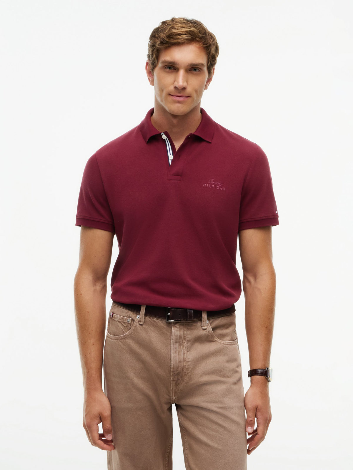 Tommy Hilfiger Graphic Pique Polo - Burgundy MW0MW45427_VLP_alternate1_ay