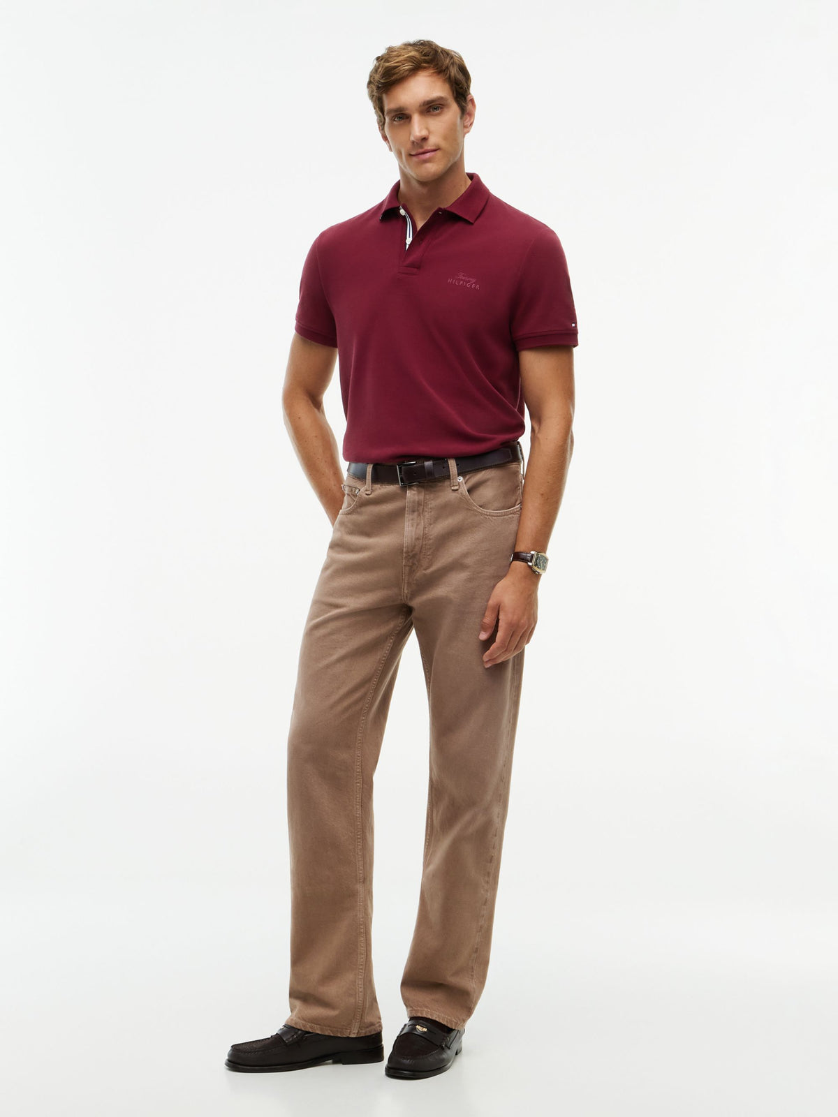 Tommy Hilfiger Graphic Pique Polo - Burgundy MW0MW45427_VLP_alternate2_ay