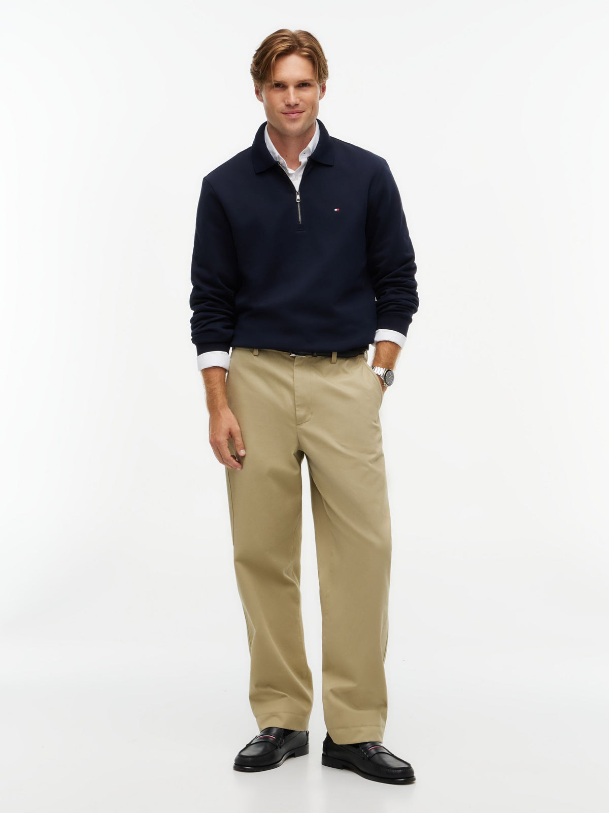 Tommy Hilfiger Essential Terry Zip Rugby - Navy MW0MW45469_DW5_alternate2_ay