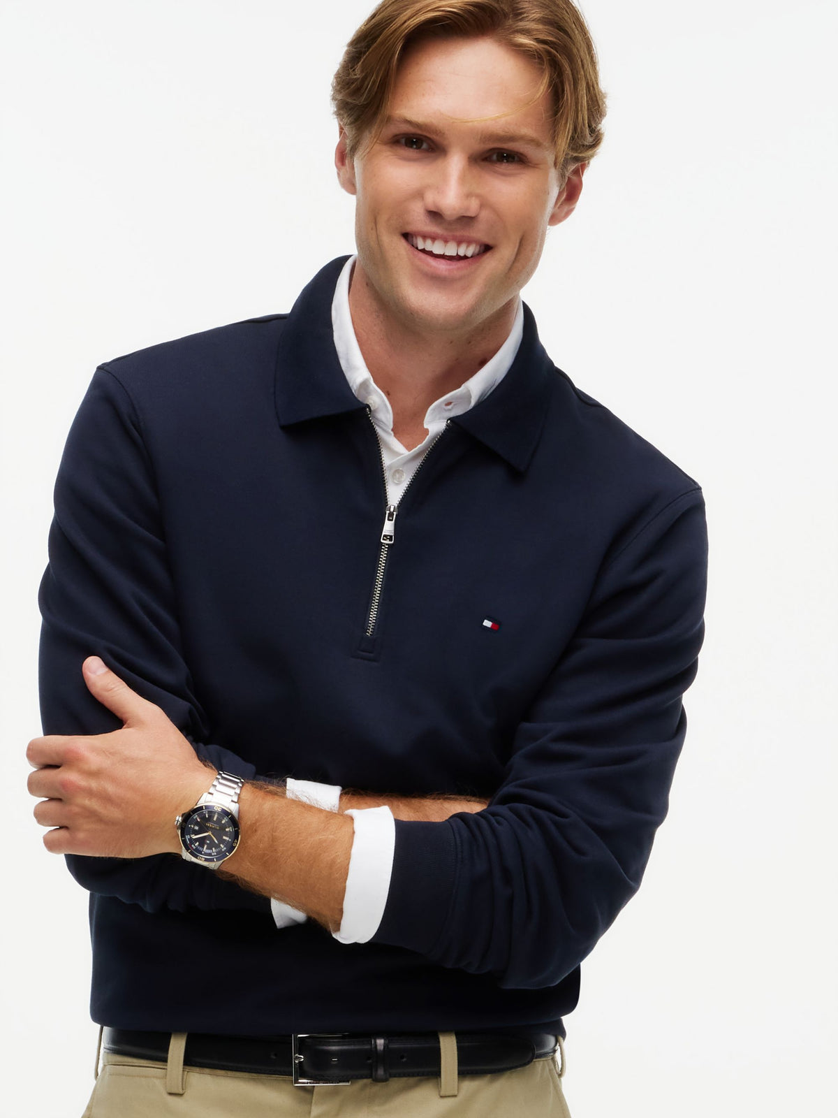 Tommy Hilfiger Essential Terry Zip Rugby - Navy MW0MW45469_DW5_alternate3_ay