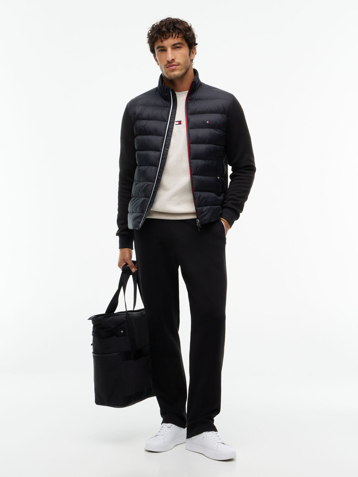 Tommy Hilfiger Mixed Texture Zip-Thru Sweatshirt - Black MW0MW45473_BDS_alternate2_ay