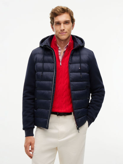 Tommy Hilfiger Essential RWB Mixed Media Hooded Jacket - Navy MW0MW45488_DW5_alternate1_ay