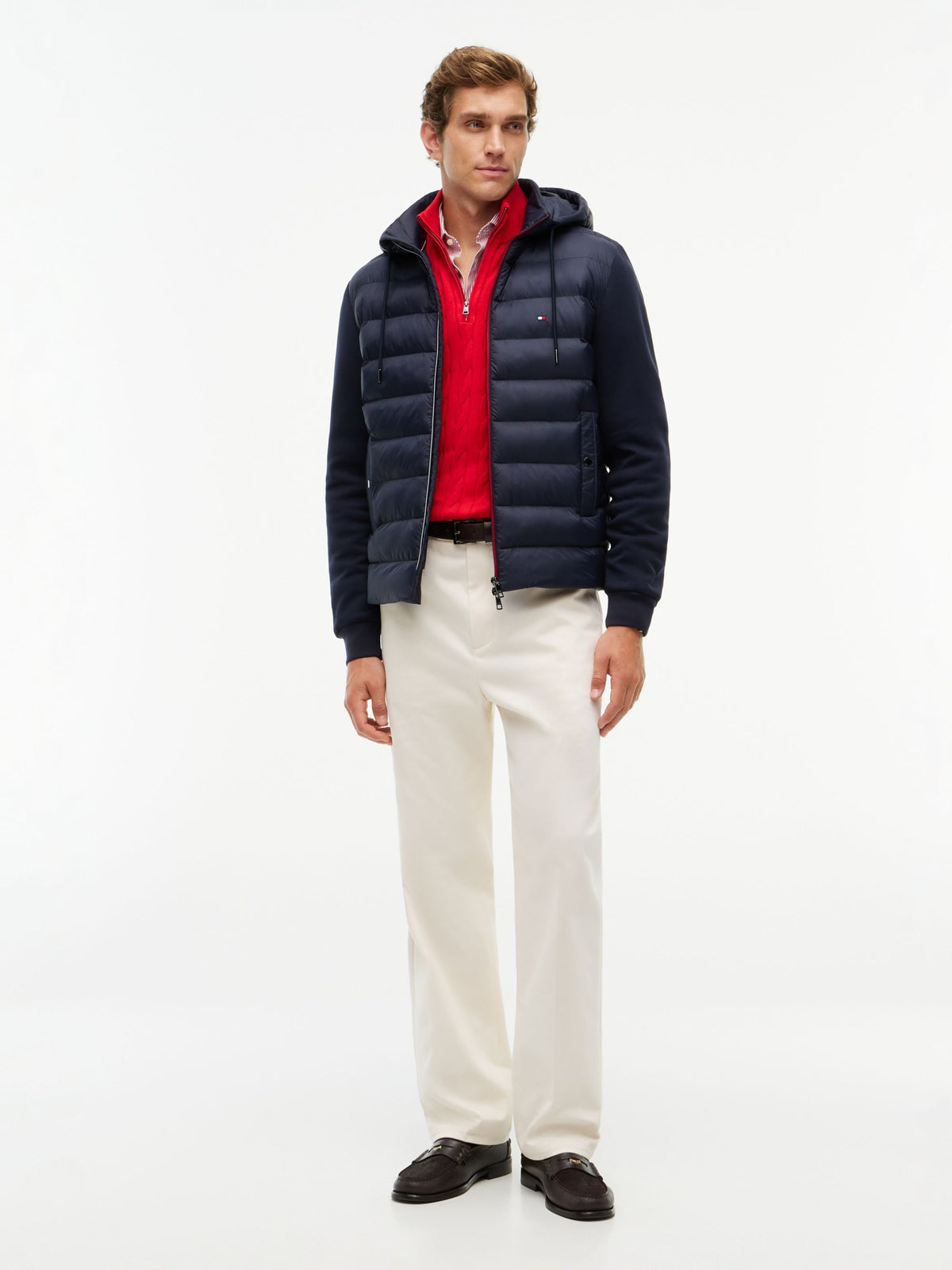 Tommy Hilfiger Essential RWB Mixed Media Hooded Jacket - Navy MW0MW45488_DW5_alternate2_ay