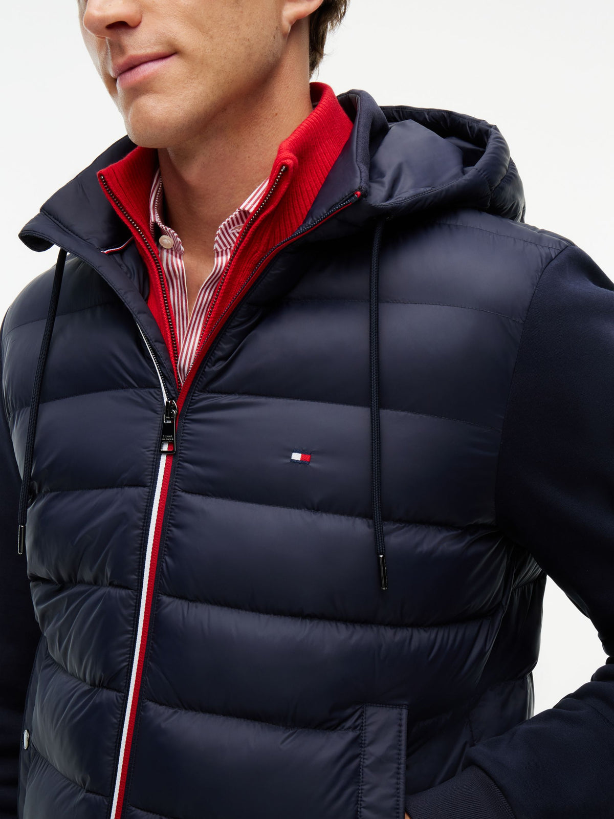Tommy Hilfiger Essential RWB Mixed Media Hooded Jacket - Navy MW0MW45488_DW5_alternate3_ay