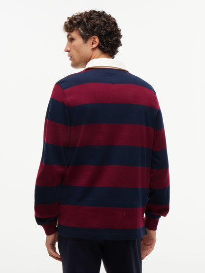 Tommy Hilfiger Rugby Stripe Jersey Sweatshirt - Burgundy / Carbon Navy MW0MW45692_VLP_alternate5_ay