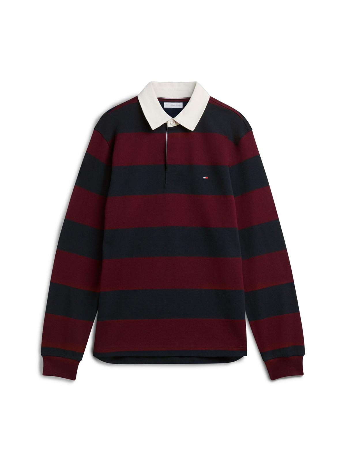 Tommy Hilfiger Rugby Stripe Jersey Sweatshirt - Burgundy / Carbon Navy MW0MW45692_VLP_main_ay