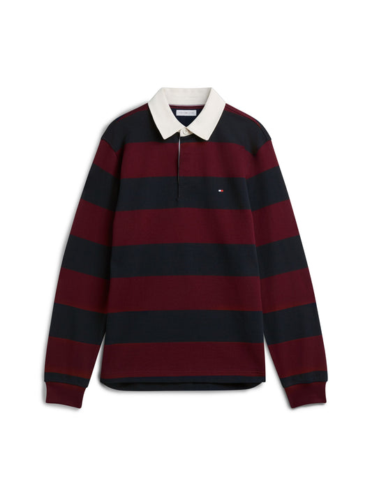 Tommy Hilfiger Rugby Stripe Jersey Sweatshirt - Burgundy / Carbon Navy MW0MW45692_VLP_main_ay