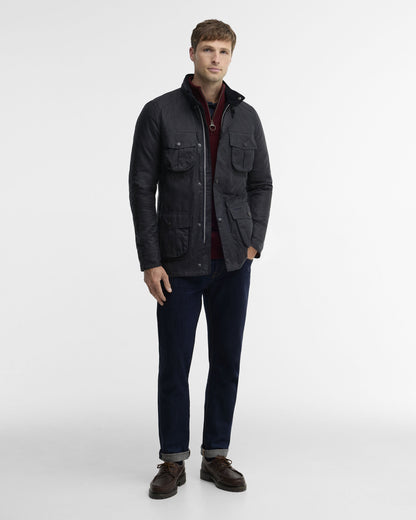 Barbour Corbridge Waxed Jacket Navy - styled