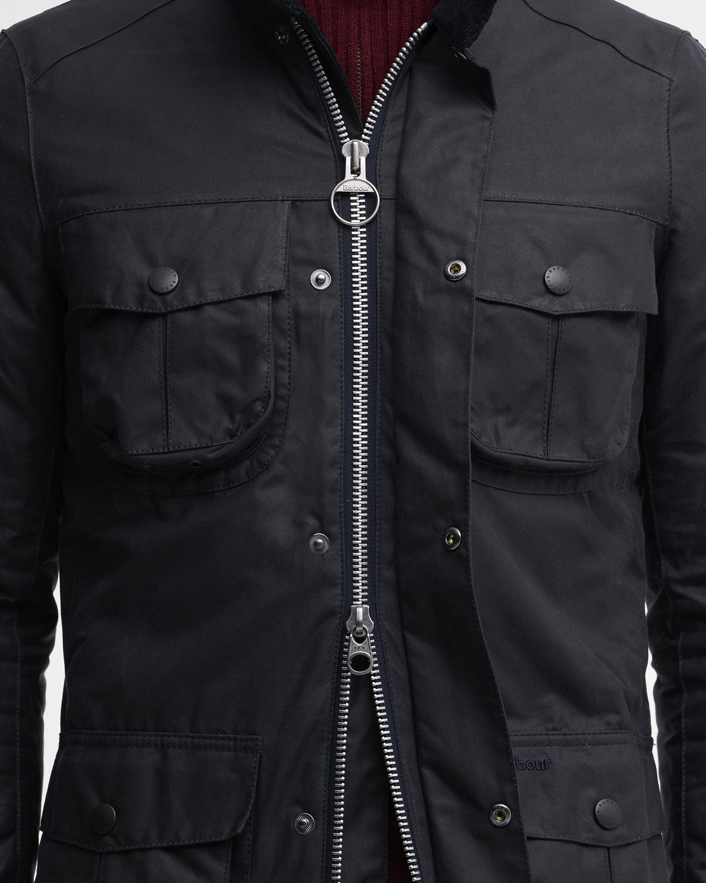 Barbour Corbridge Waxed Jacket Navy - detail