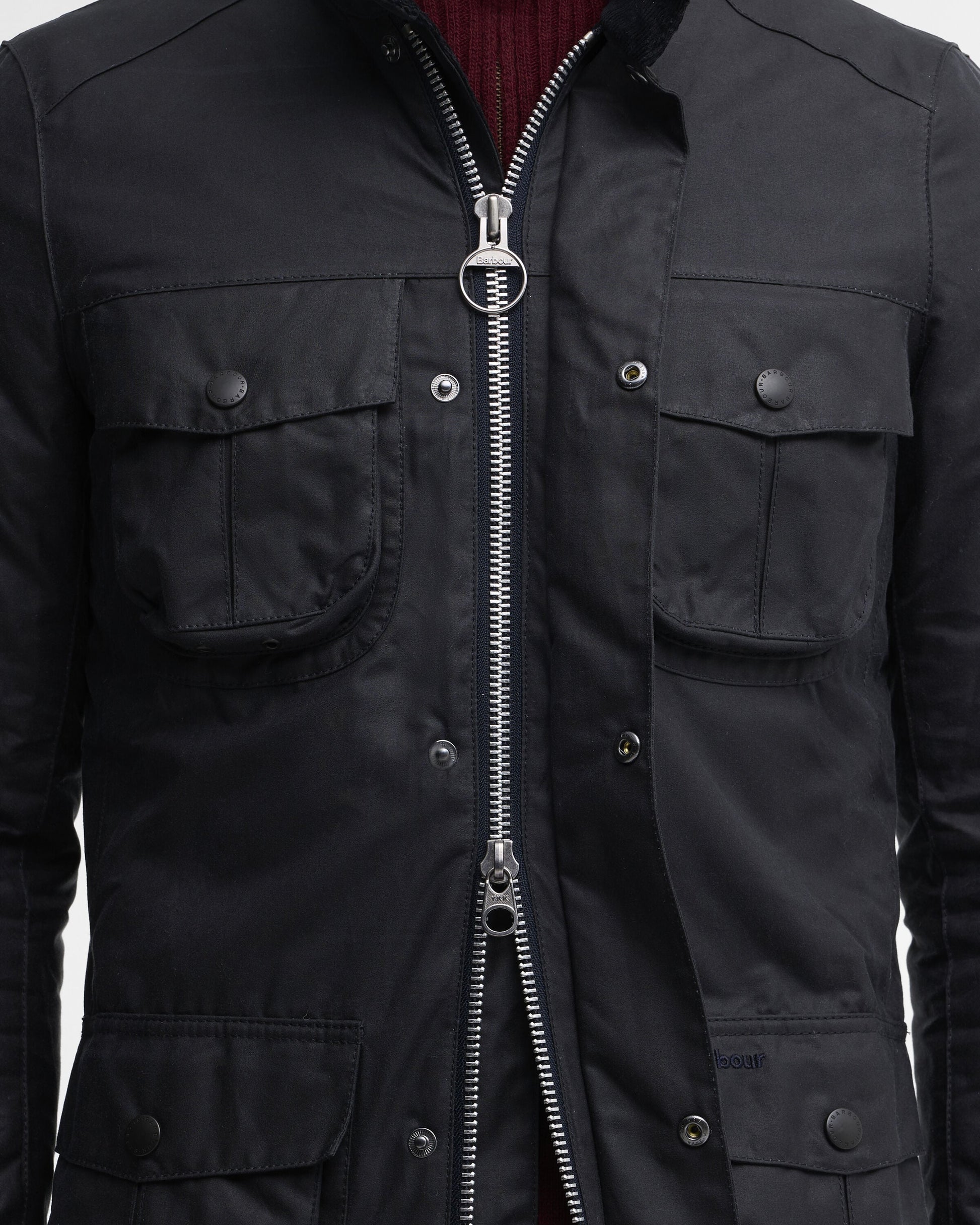 Barbour Corbridge Waxed Jacket Navy - detail