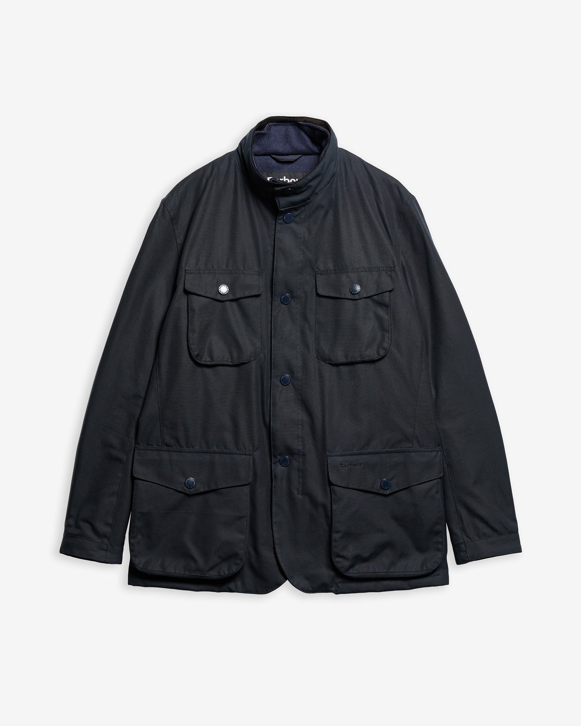 Barbour Ogston Waxed Jacket Navy - flat