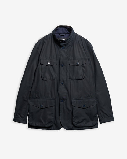 Barbour Ogston Waxed Jacket Navy - flat