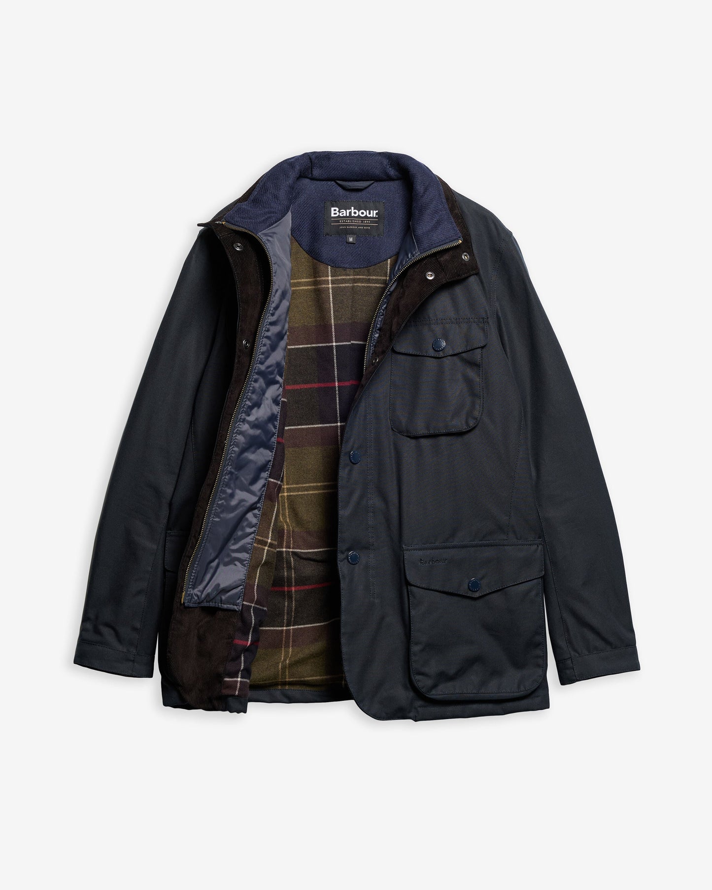 Barbour Ogston Waxed Jacket Navy - detail