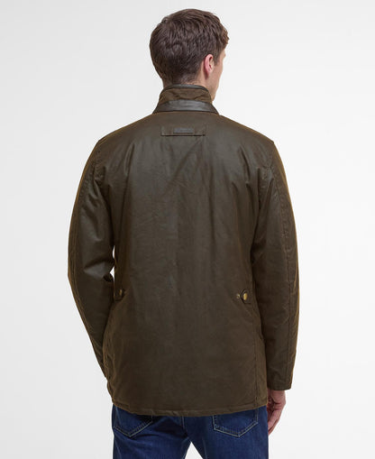 Barbour Prestbury Waxed Jacket Olive - back
