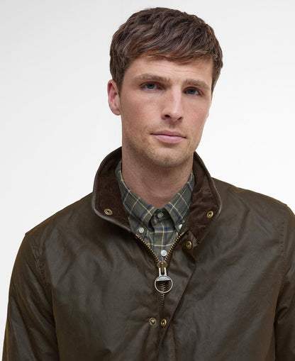 Barbour Prestbury Waxed Jacket Olive - detail