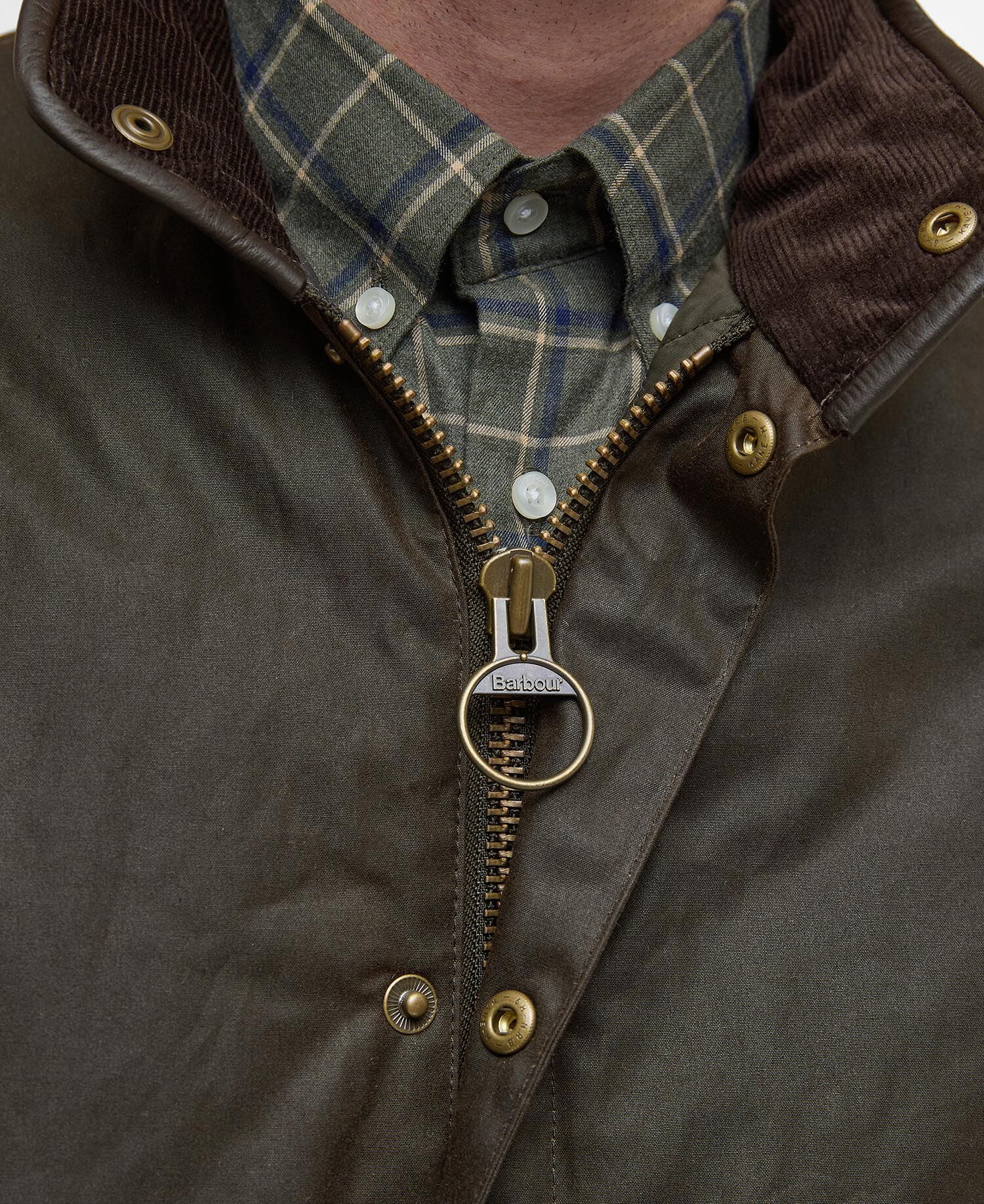Barbour Prestbury Waxed Jacket Olive - detail