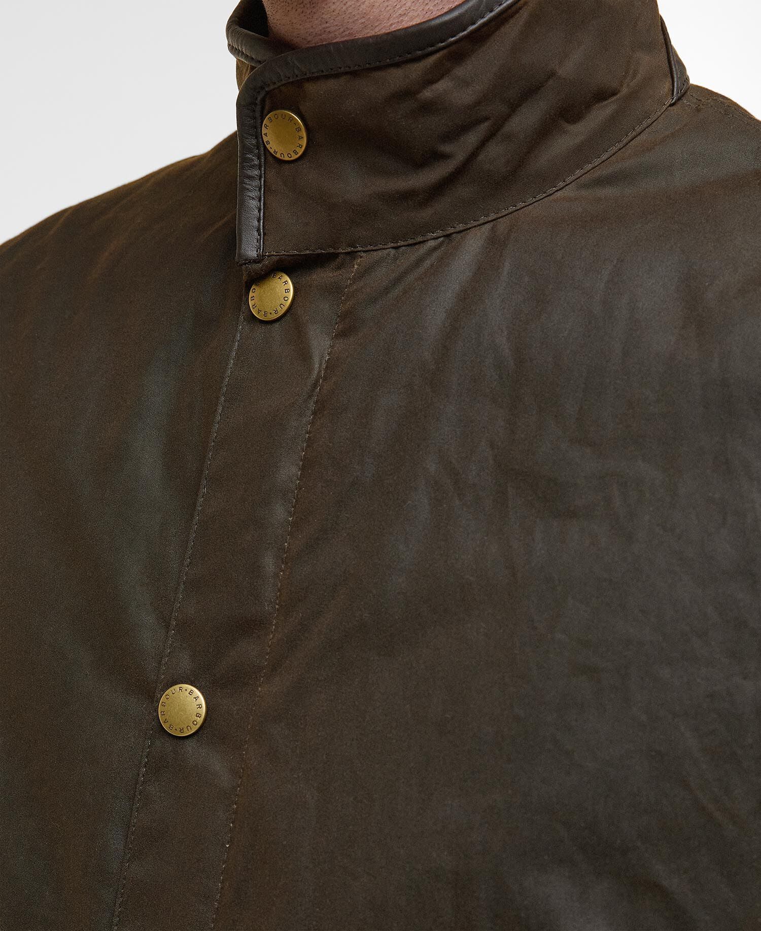 Barbour Prestbury Waxed Jacket Olive - detail