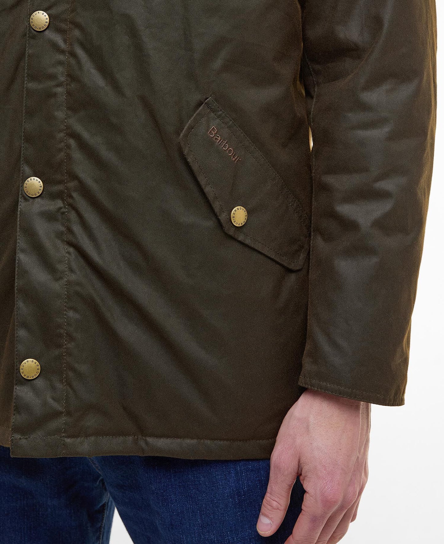 Barbour Prestbury Waxed Jacket Olive - detail