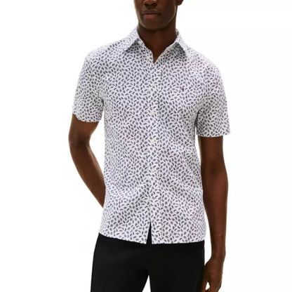 Tommy Hilfiger Linen Blend AOP Short Sleeve Shirt - White Mw0mw39469-0gy-4