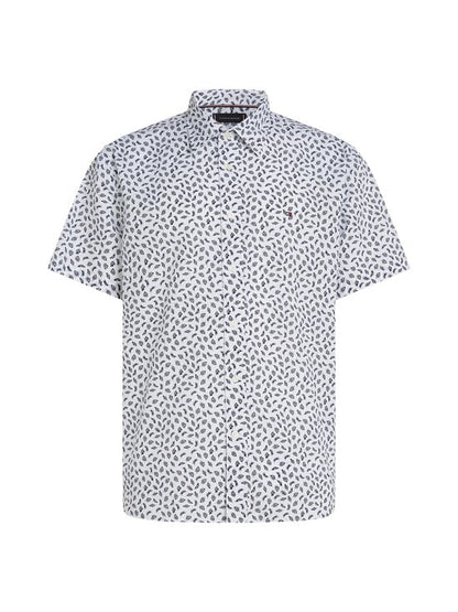 Tommy Hilfiger Linen Blend AOP Short Sleeve Shirt - White Mw0mw39469-0k4-1