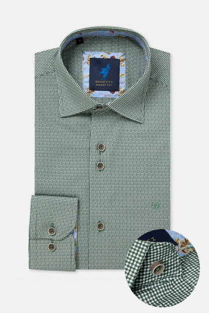 Benetti Rega Micro-Check Shirt FOREST RegaForest01