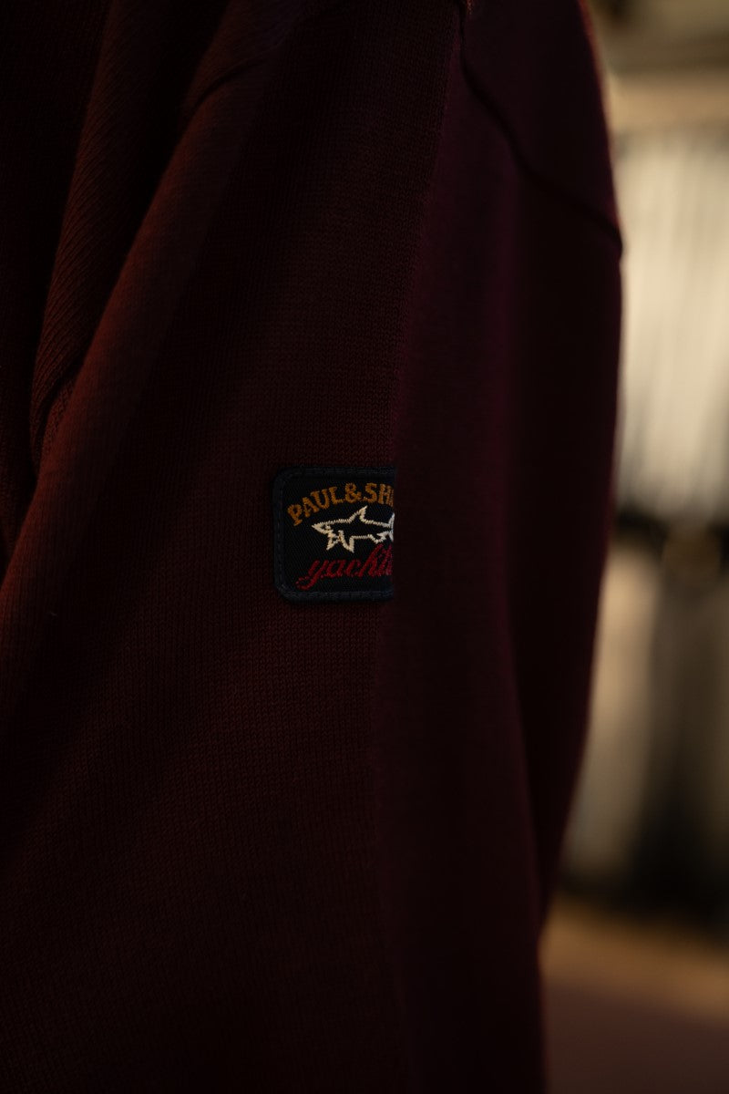 Paul & Shark Merino Wool V-neck With Iconic Badge C0P1041 - Dark Red RylesWebsiteProductPhoto-015