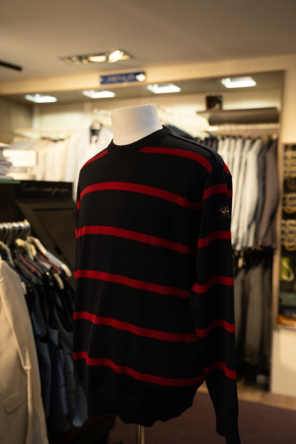 Paul & Shark C-Nec Sweater C0p1031 - RED STRIPE RylesWebsiteProductPhoto-020594