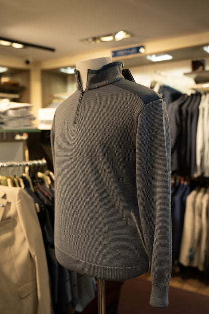 Paul & Shark Half-zip Typhoon® Platinum Sweater in Soft Cool Touch Wool - Vapor Blue RylesWebsiteProductPhoto-084