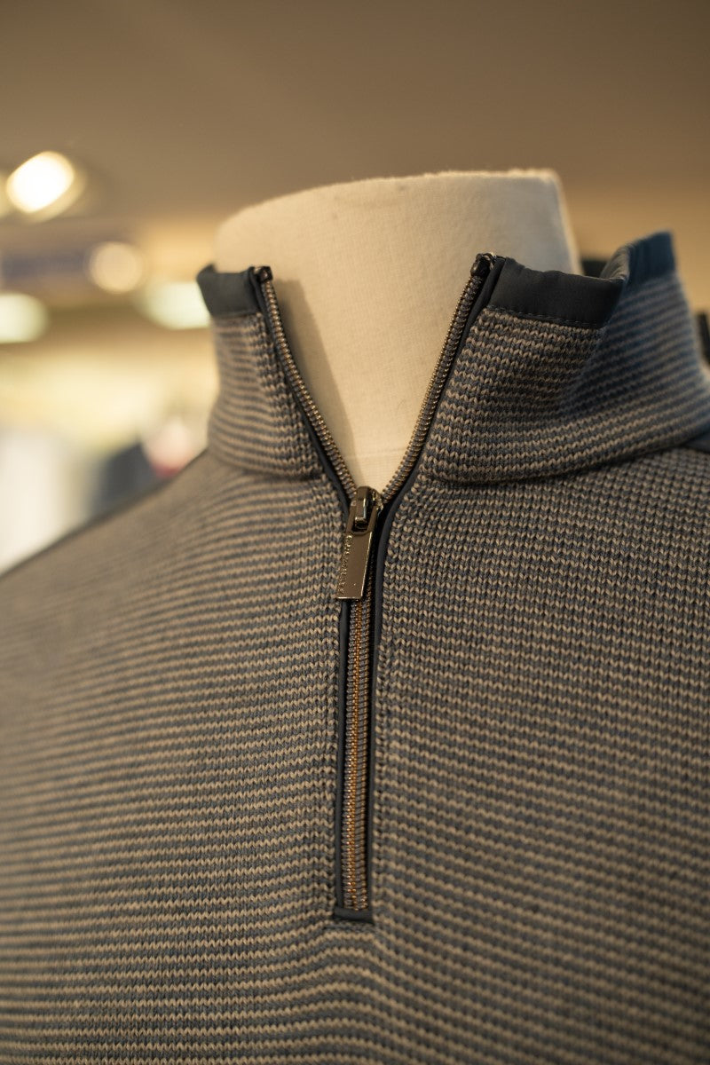 Paul & Shark Half-zip Typhoon® Platinum Sweater in Soft Cool Touch Wool - Vapor Blue RylesWebsiteProductPhoto-085