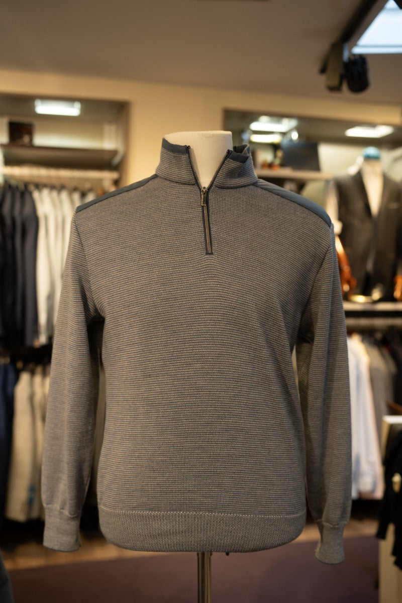 Paul & Shark Half-zip Typhoon® Platinum Sweater in Soft Cool Touch Wool - Vapor Blue RylesWebsiteProductPhoto-086