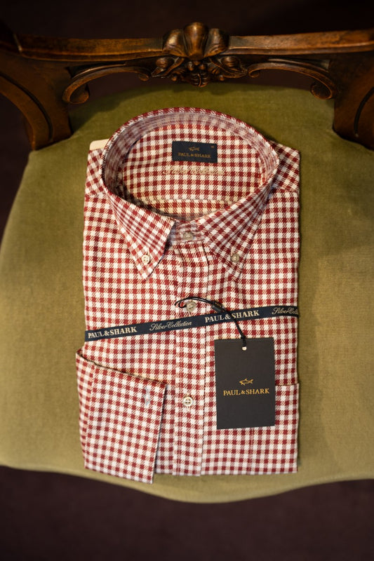 Paul & Shark Long Sleeve Cotton Shirt 14313151 - Red Check RylesWebsiteProductPhoto-105