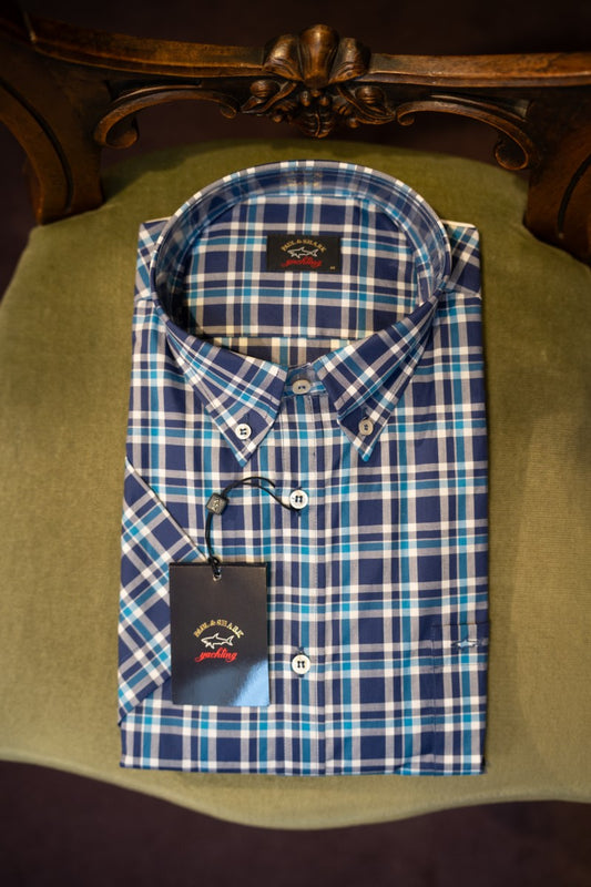 Paul & Shark Short Sleeve cotton Shirt 23413177 - Blue RylesWebsiteProductPhoto-130