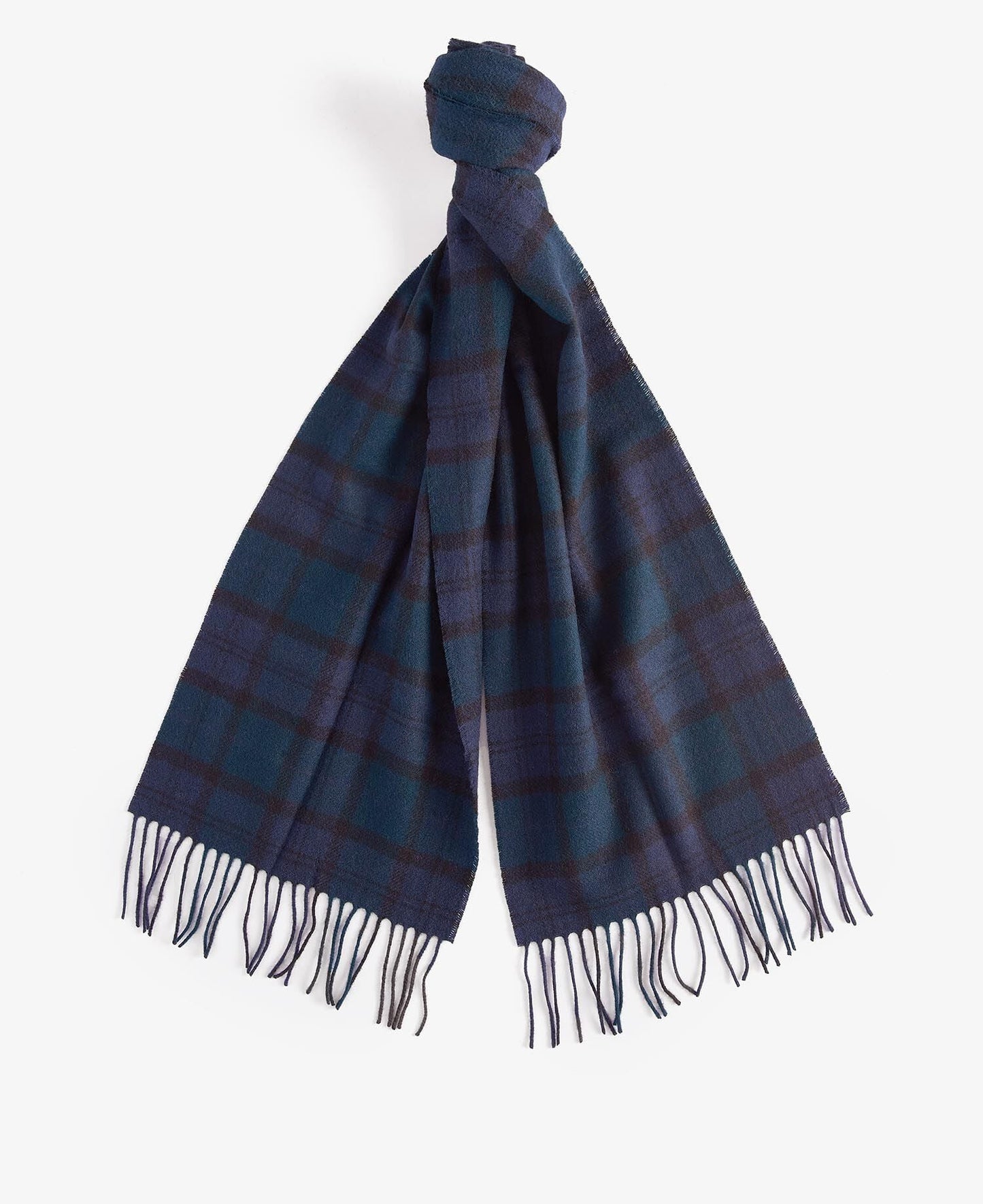 Barbour Tartan Lambswool Scarf in Navy - front