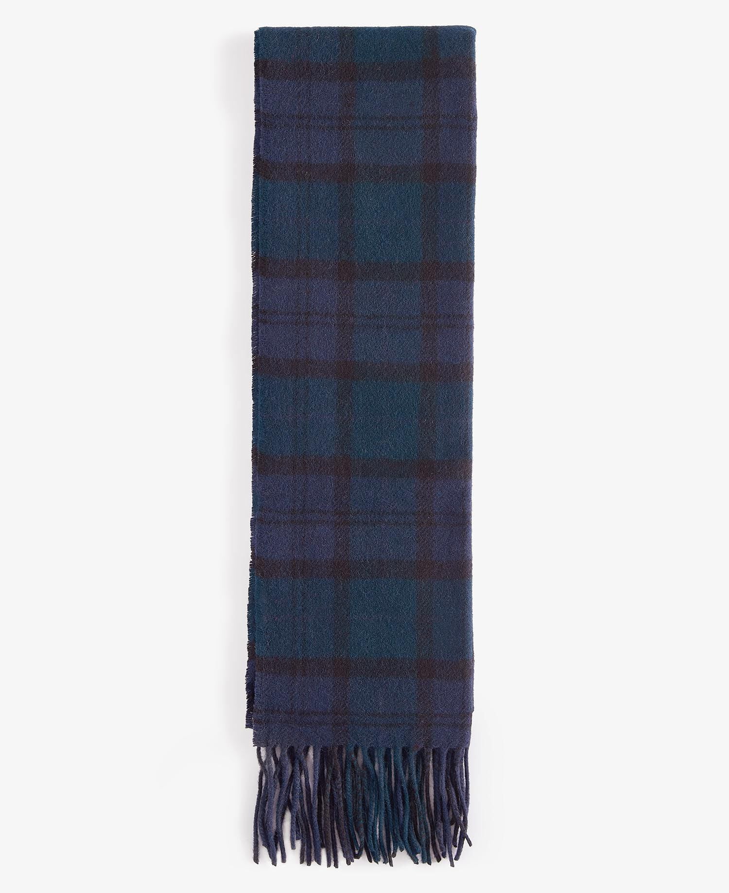 Barbour Tartan Lambswool Scarf in Navy - detail