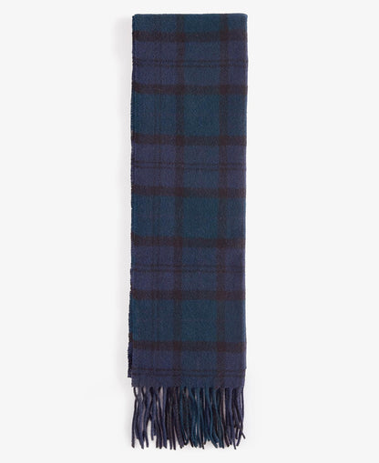 Barbour Tartan Lambswool Scarf in Navy - detail