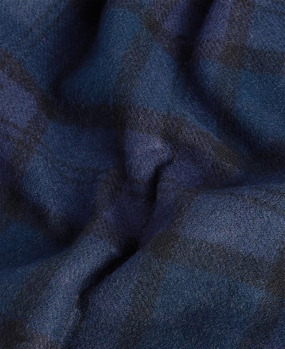 Barbour Tartan Lambswool Scarf in Navy - fabric detail