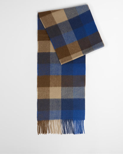 Barbour Large Tattersall Lambswool Scarf - Navy Mix USC0005NY91_01front