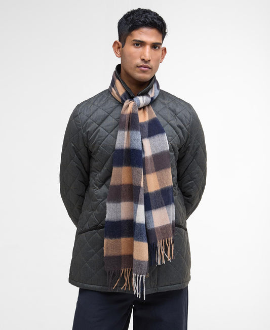 Barbour Large Tattersall Scarf in Tan - front