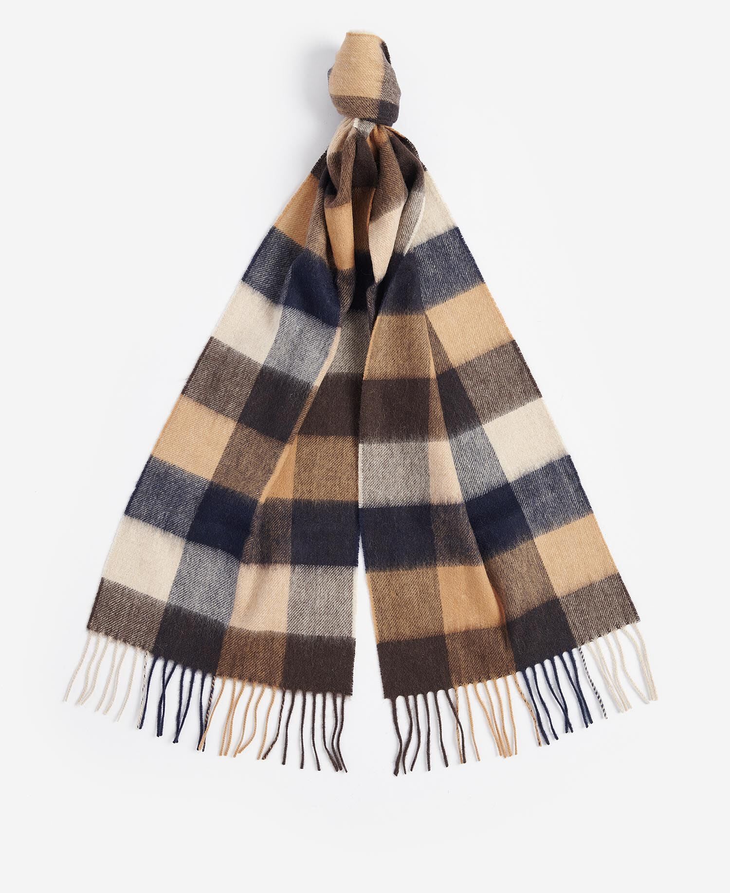 Barbour Large Tattersall Scarf in Tan - flat